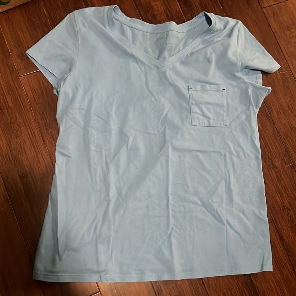 Blue Nautica T Shirt - Pocket - V Neck - Medium